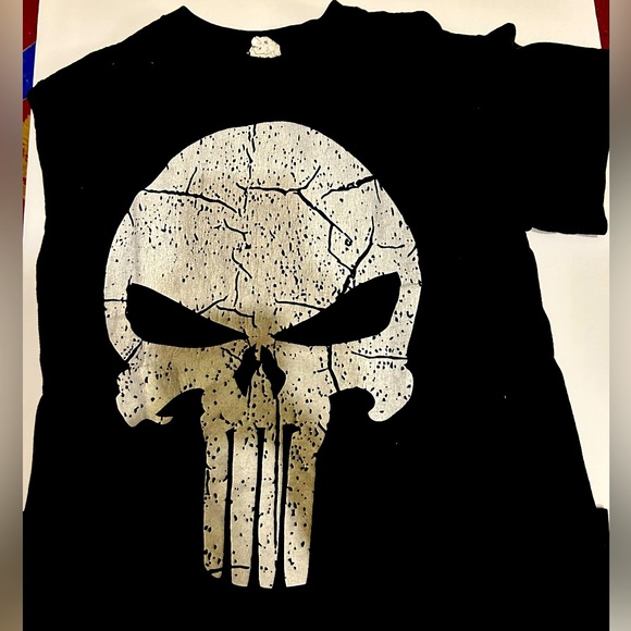 Marvel Punisher Skull Graphic Short Sleeve Black Tee, Unisex Size Small - Picture 1 of 1